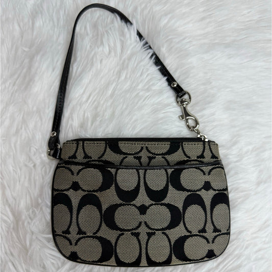 SALE COACH Black Gray Signature Canvas Wristlet