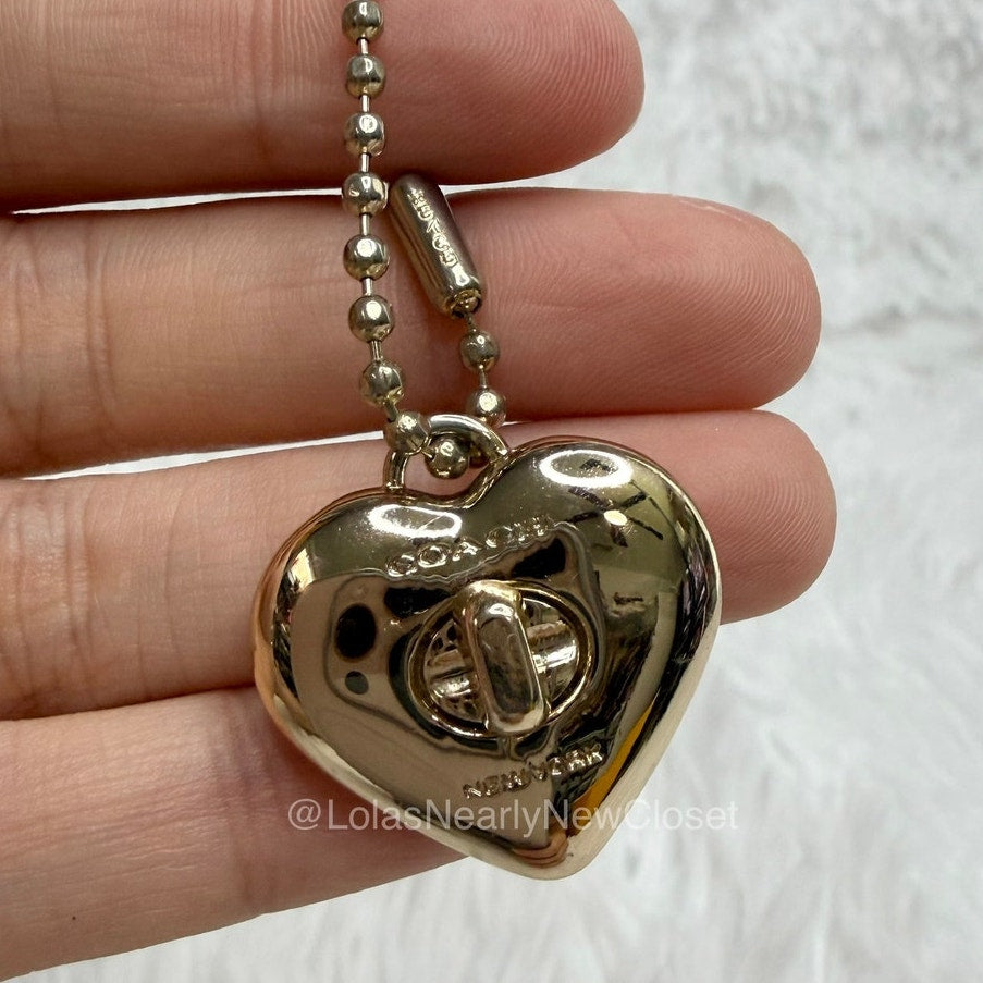 1" COACH Heart Lock Fob Bag Charm Hang tag Hangtag