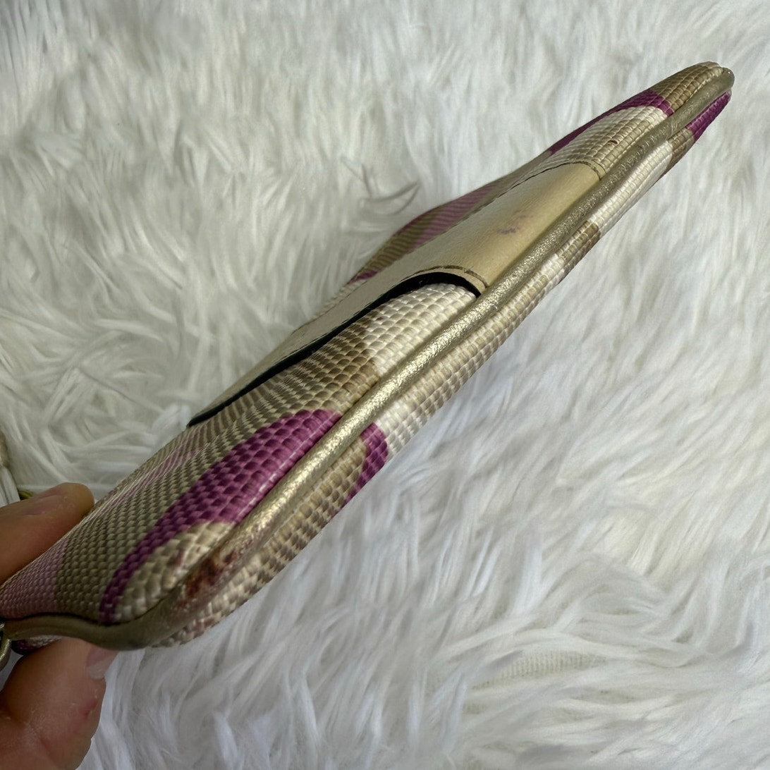 COACH Purple Gold Signature Canvas Wristlet