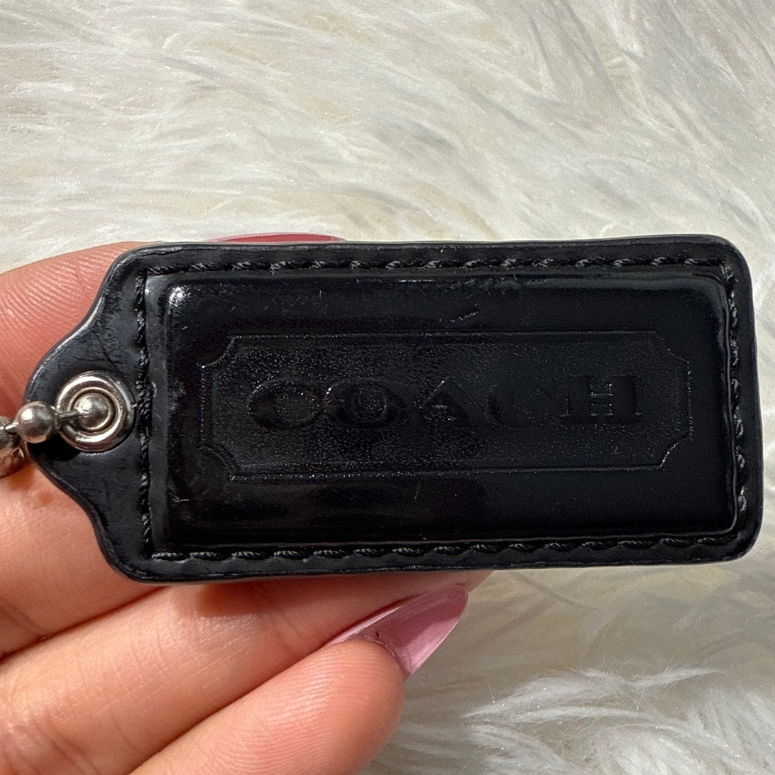 1.5” COACH Black Patent Leather Fob Bag Charm Hang tag Hangtag