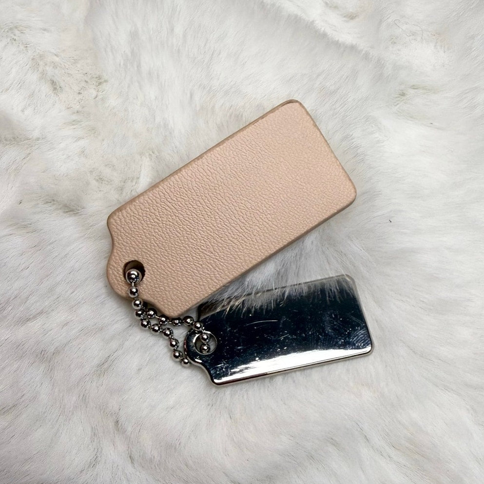 1.5" COACH Cream Silver Hang Tag Key Fob Bag Charm Set