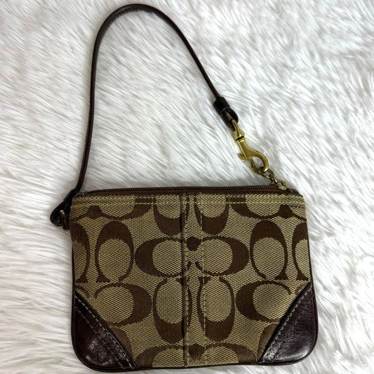 y2k COACH Brown Signature Canvas Wristlet