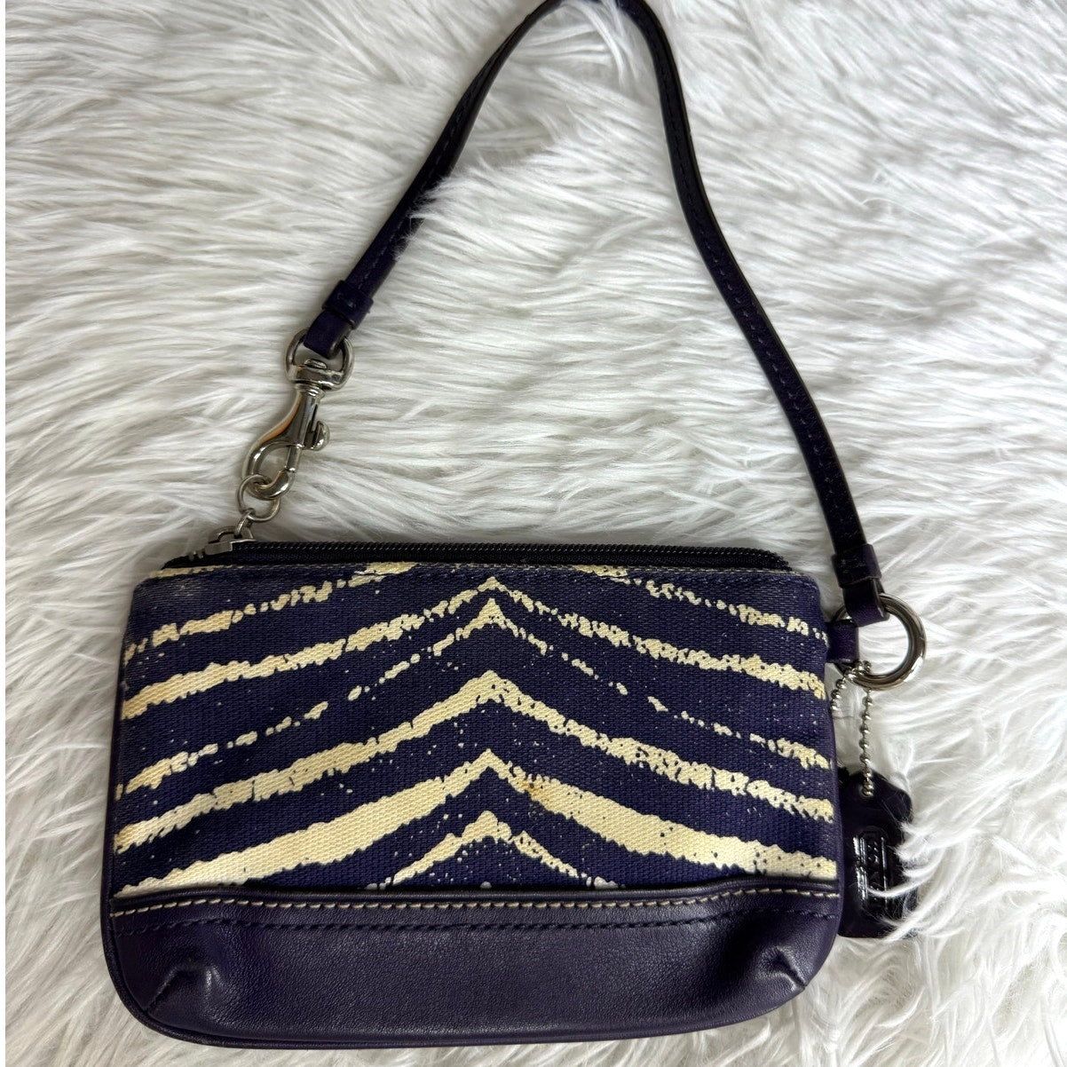 COACH Zebra Stripe Marine Wristlet
