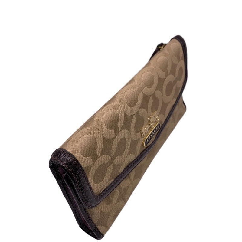 COACH Brown Khaki Canvas Signature Wallet
