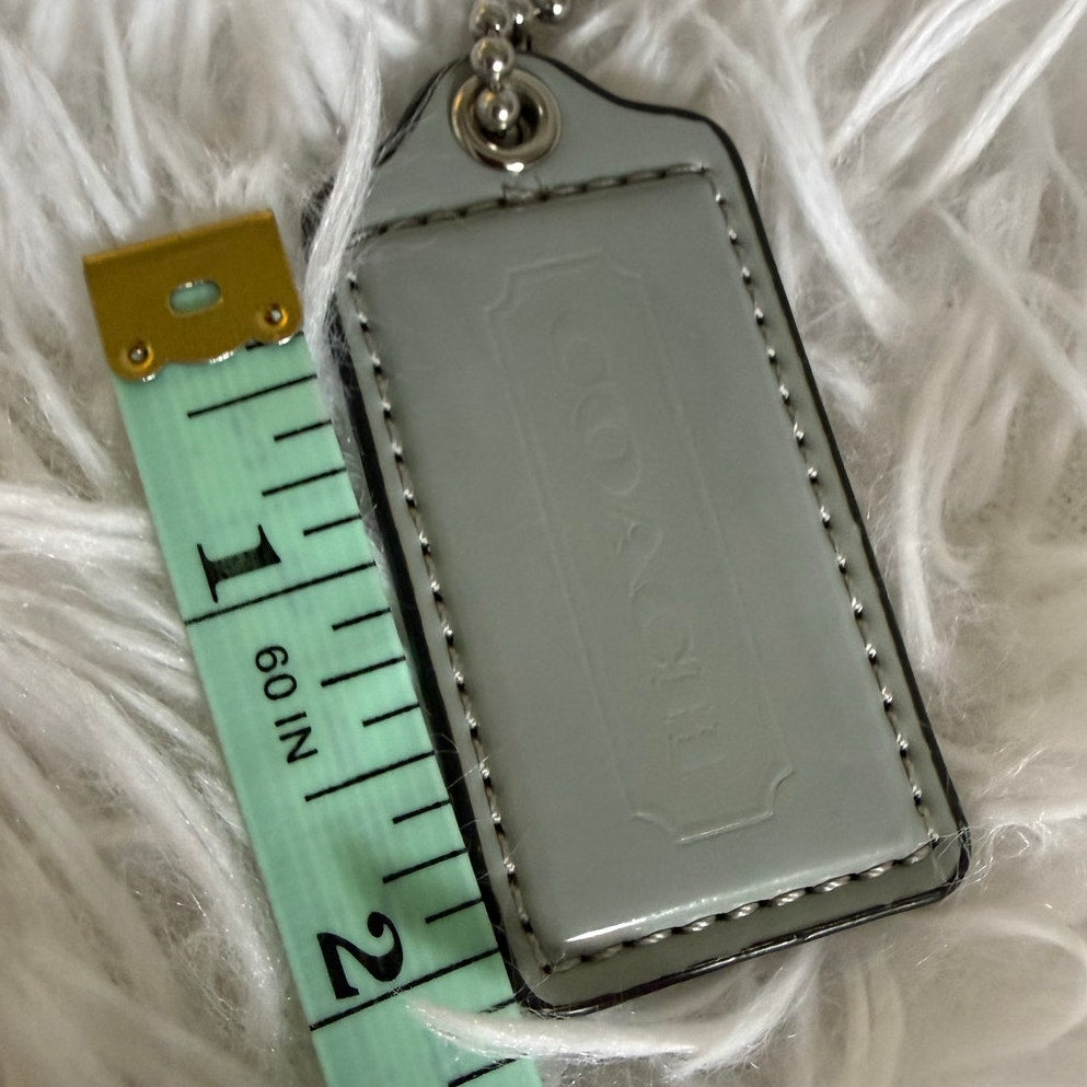2" COACH Patent Leather White Fob Bag Charm Hang tag Hangtag