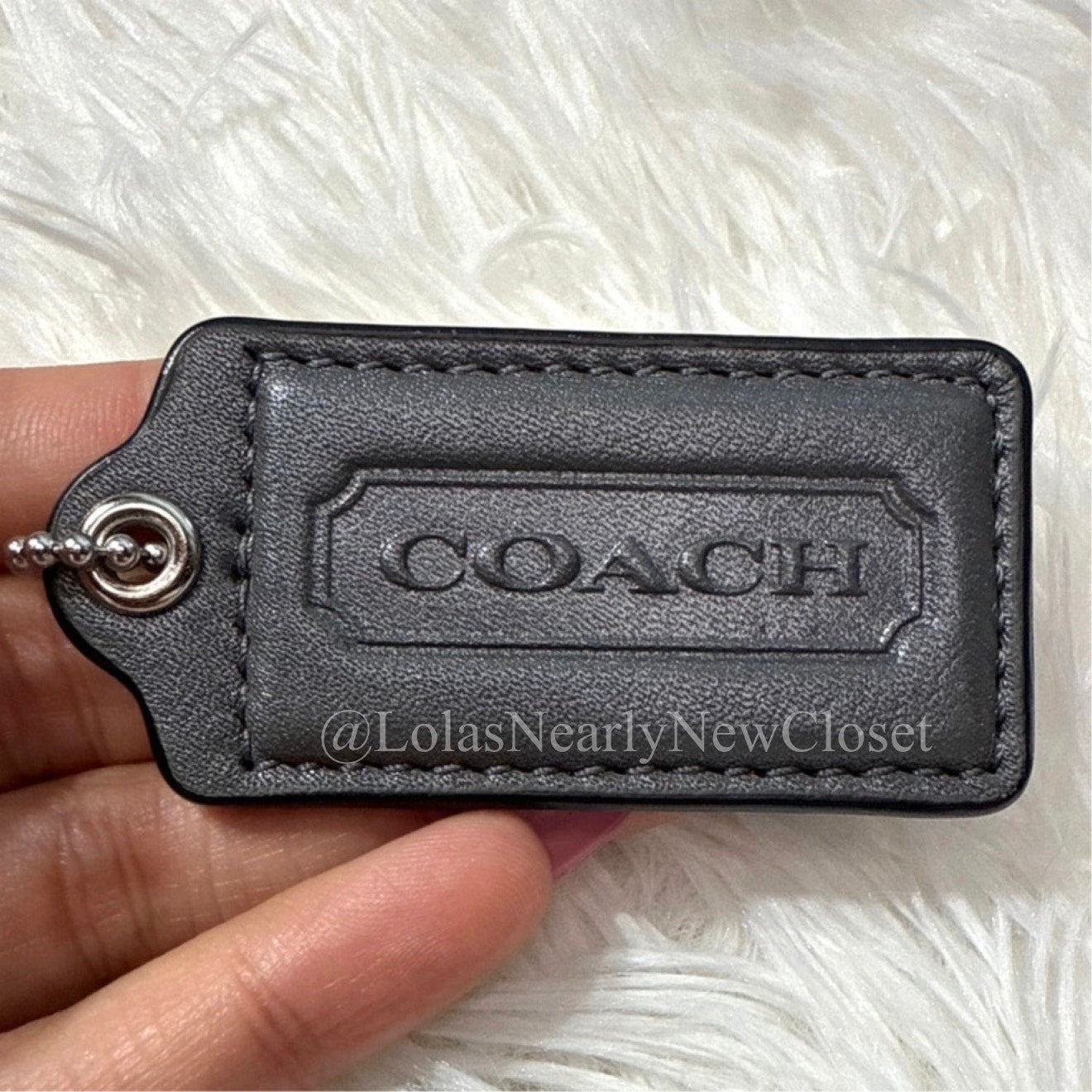 2" COACH Gray Fob Bag Charm Hang tag Hangtag