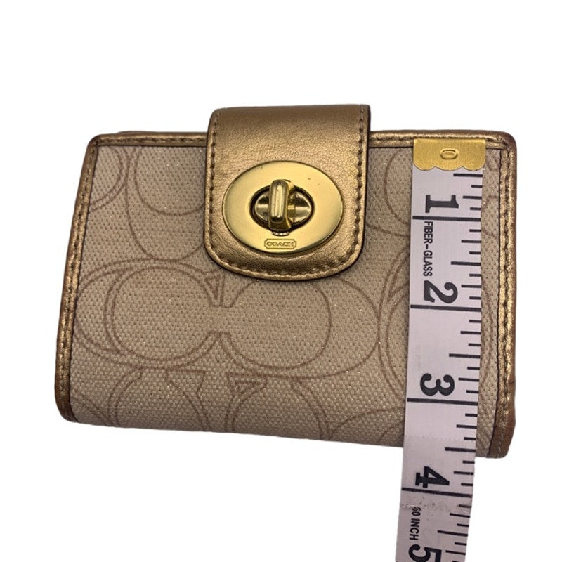 COACH Brown Gold Signature Canvas Wallet