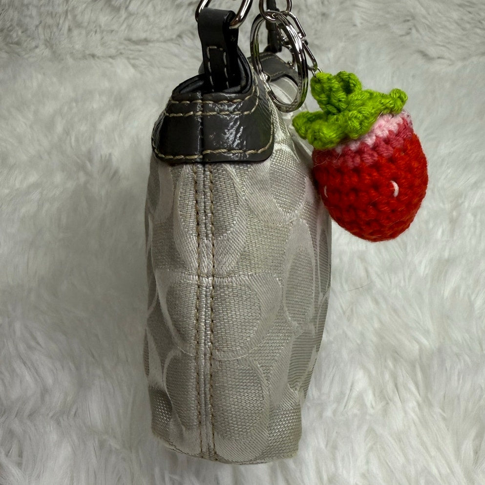 y2k COACH Gray Signature Canvas Mini Purse / Wristlet