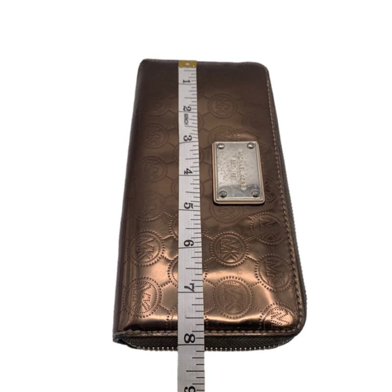 Michael Kors Bronze Signature Patent Leather Zip Around Wallet