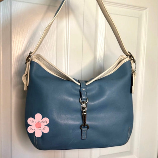 Vintage Y2k COACH Hampton Clip Blue Hobo Shoulder Bag