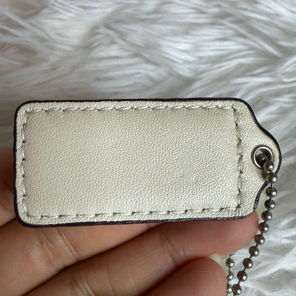 2" COACH White Fob Bag Charm Hang tag Hangtag