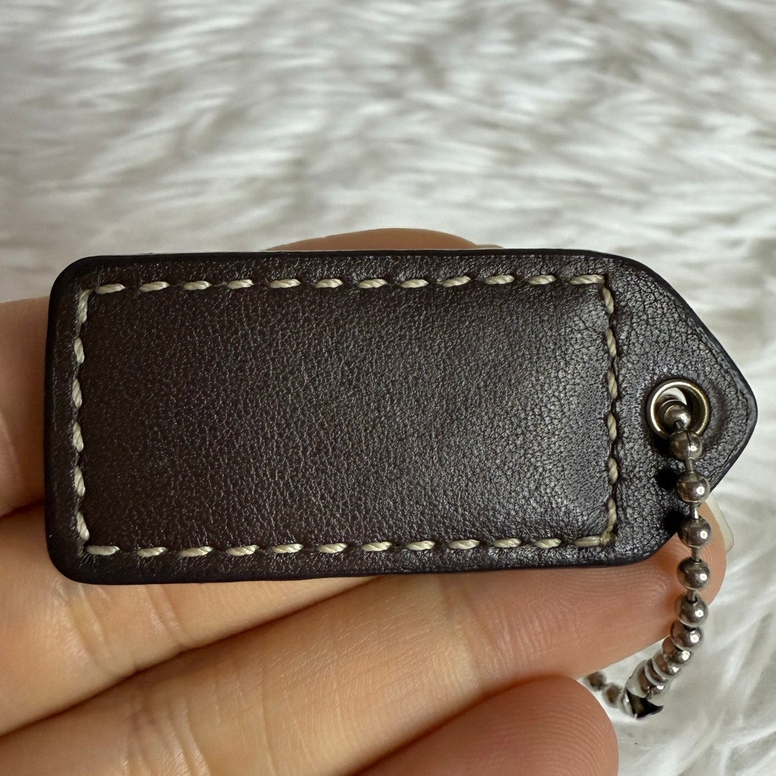1.5" Y2K COACH Brown Fob Bag Charm Hang tag Hangtag