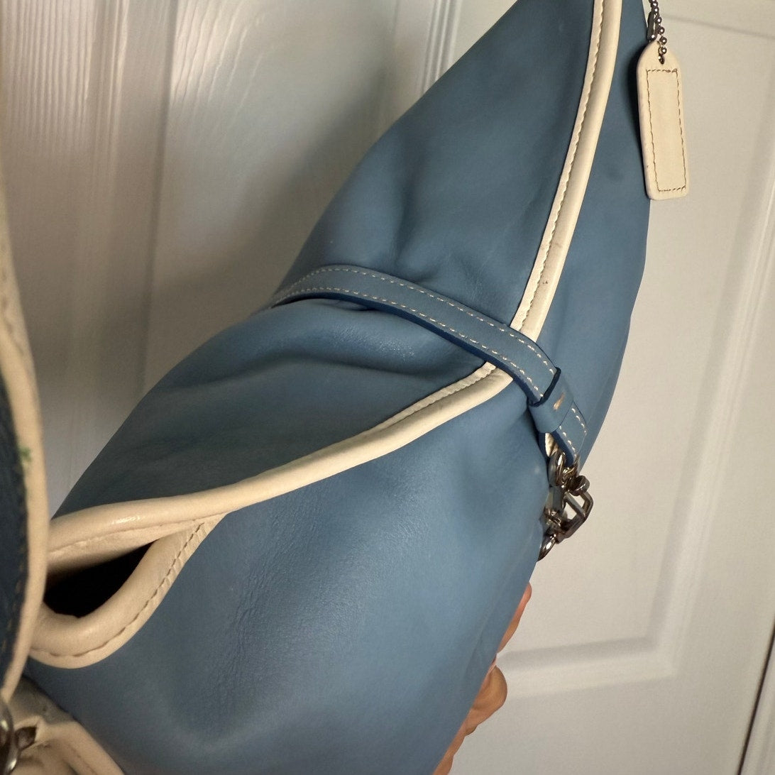 Vintage Y2k COACH Hampton Clip Blue Hobo Shoulder Bag