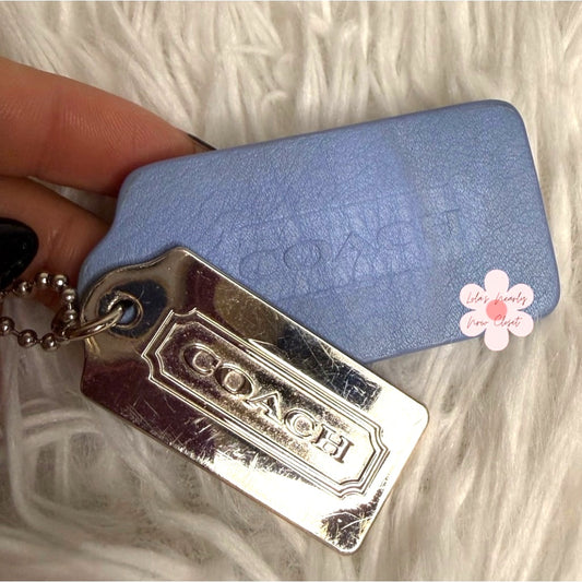 2" Blue 1.5" Silver COACH Set Legacy Fob Bag Charm Hang tag Hangtag