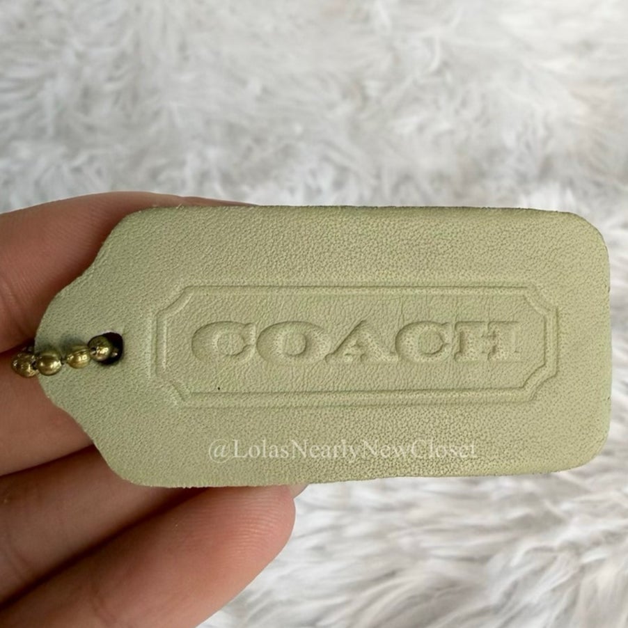 2" Vintage COACH Lime Double Sided Fob Bag Charm Hang tag Hangtag