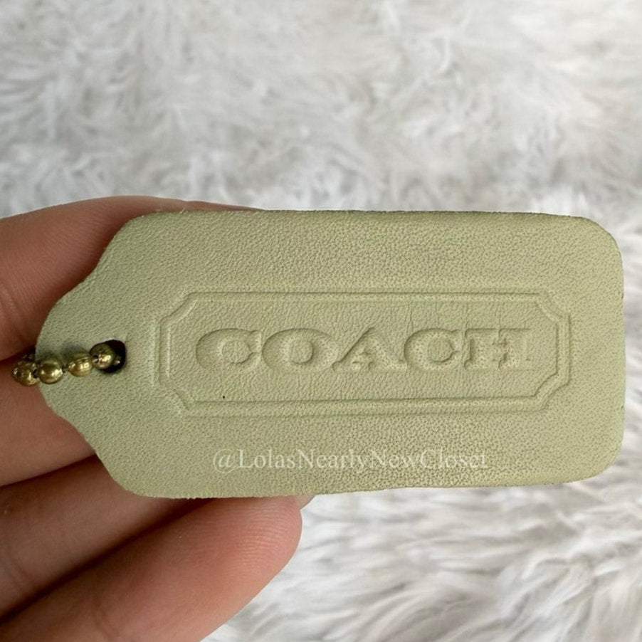 2" Vintage COACH Lime Double Sided Fob Bag Charm Hang tag Hangtag