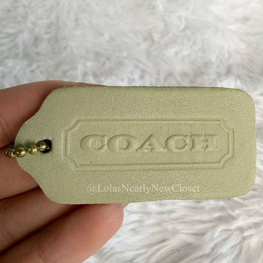 2" Vintage COACH Lime Double Sided Fob Bag Charm Hang tag Hangtag