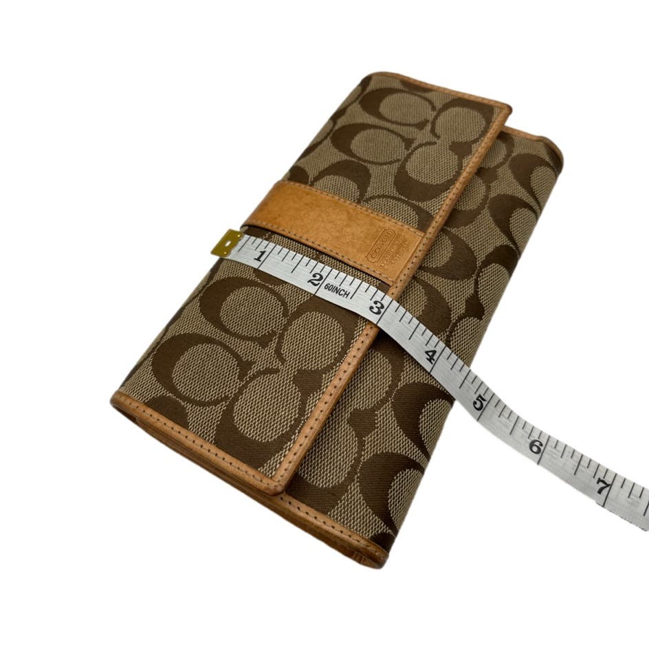 COACH Tan and Brown Signature Canvas Wallet and Checkbook