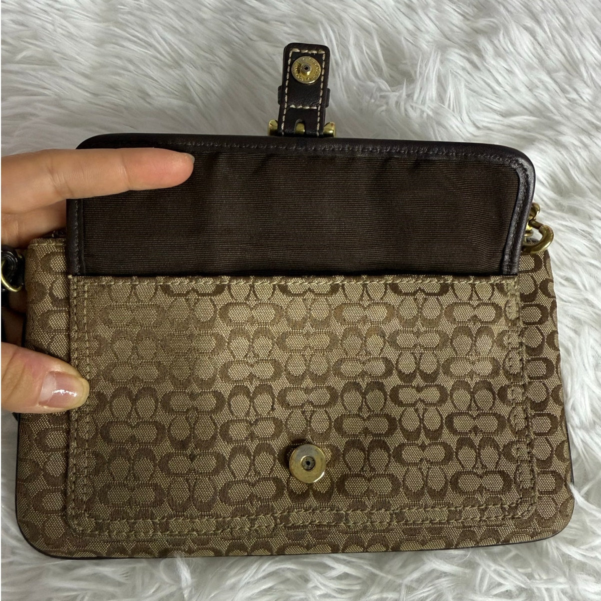 COACH y2k Soho Brown Signature Canvas Wristlet