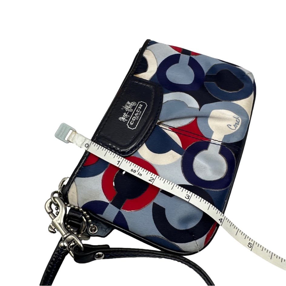 COACH Navy Blue Red White Nylon Signature Wristlet