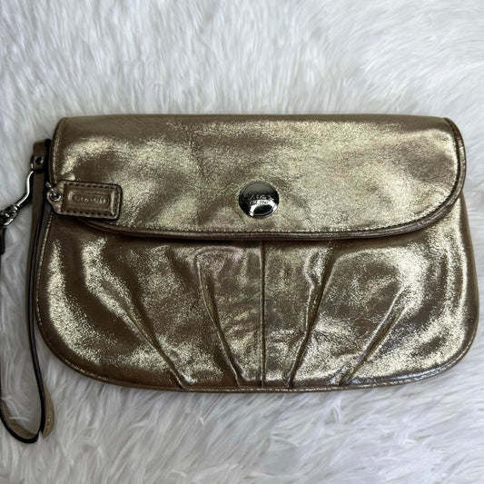 COACH Madison Flap Gold Metallic Wristlet