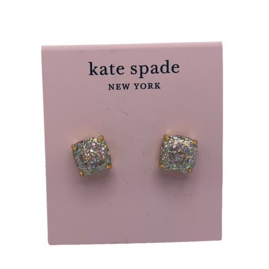 NWT Kate Spade New York Gold Plated Opal Glitter Small Squared Stud Earrings