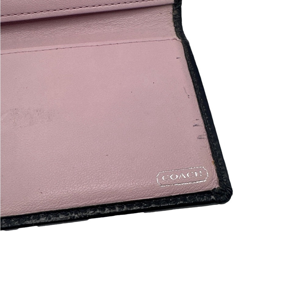 COACH Black and Gray Signature Canvas Checkbook Holder