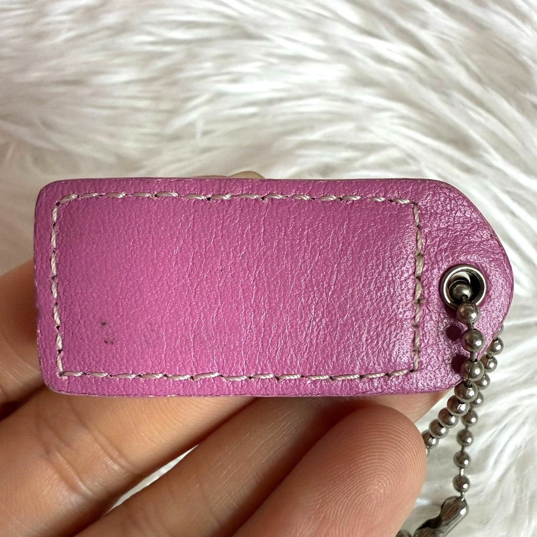 1.5" y2k COACH Vintage Tan Pink Fob Bag Charm Hang tag Hangtag