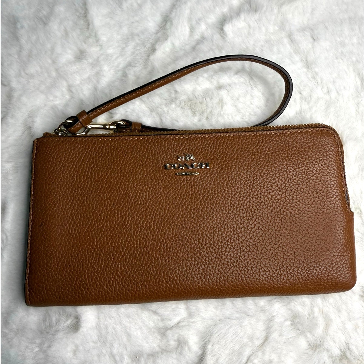 Coach Brown Zip Around Wristlet Wallet
