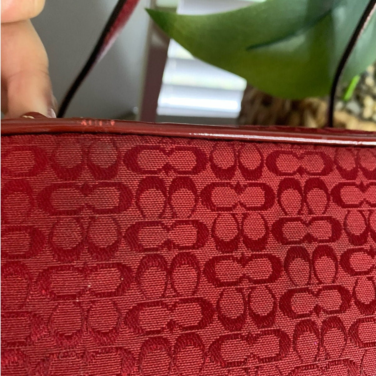 COACH y2k Red Signature Canvas Tote Shoulder Bag