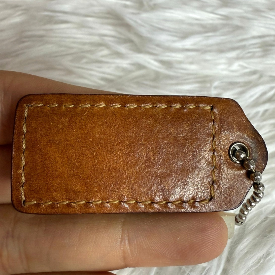 2" COACH Brown Purple Fob Bag Charm Hang tag Hangtag