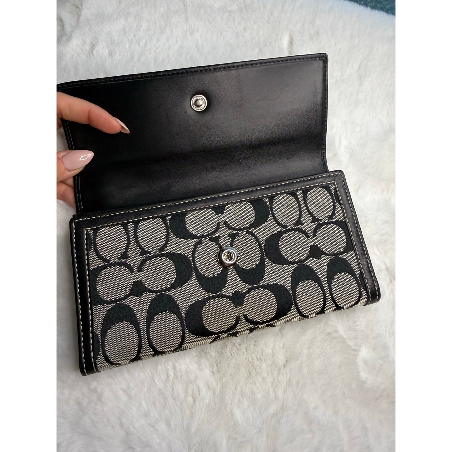 COACH Black Signature Canvas Wallet