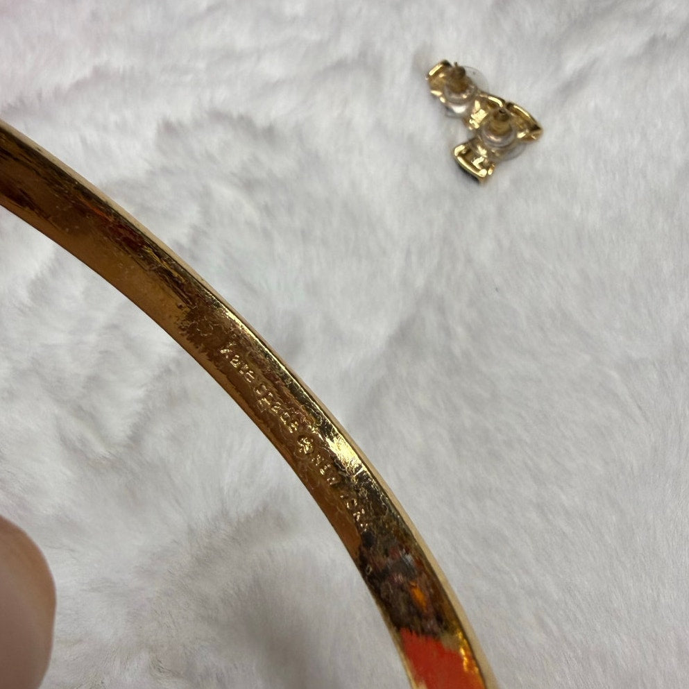 Kate Spade Black Gold-Tone Bow Bracelet and Earrings Set