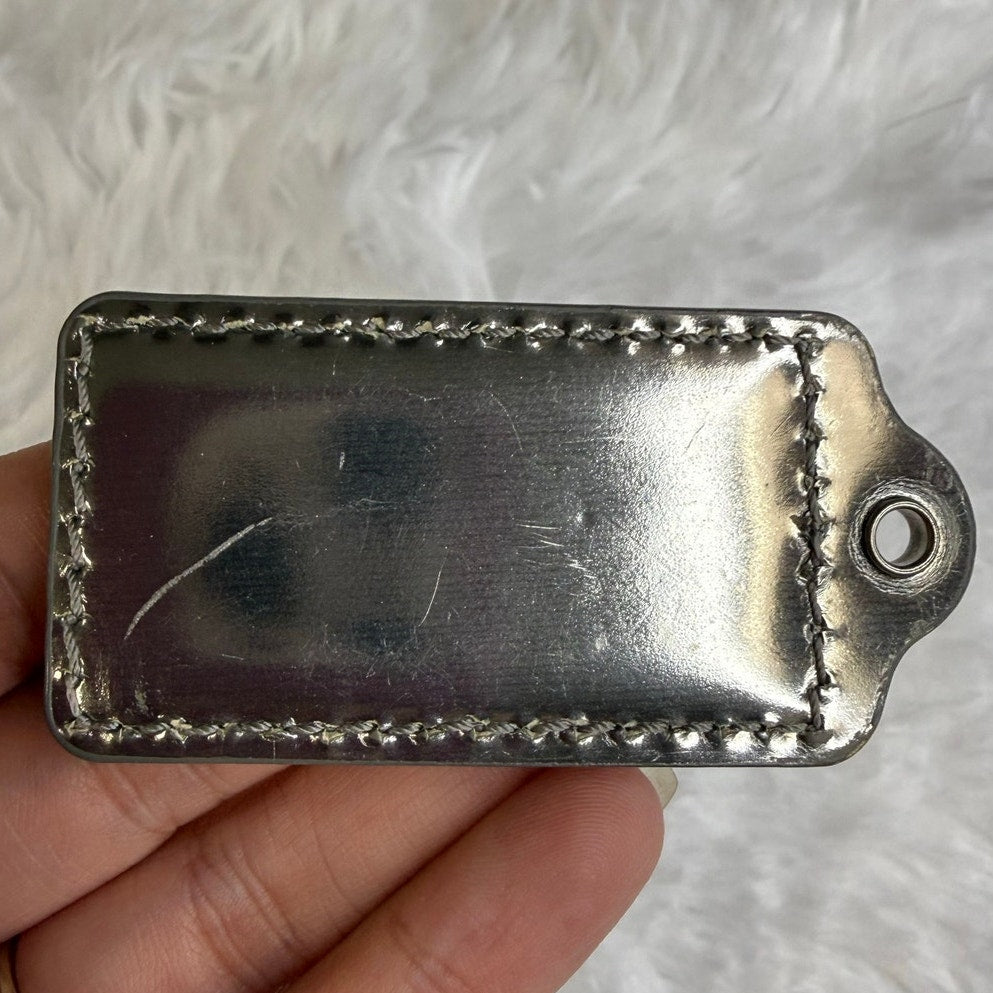 COACH Silver Patent Leather Fob Bag Charm Hang tag Hangtag