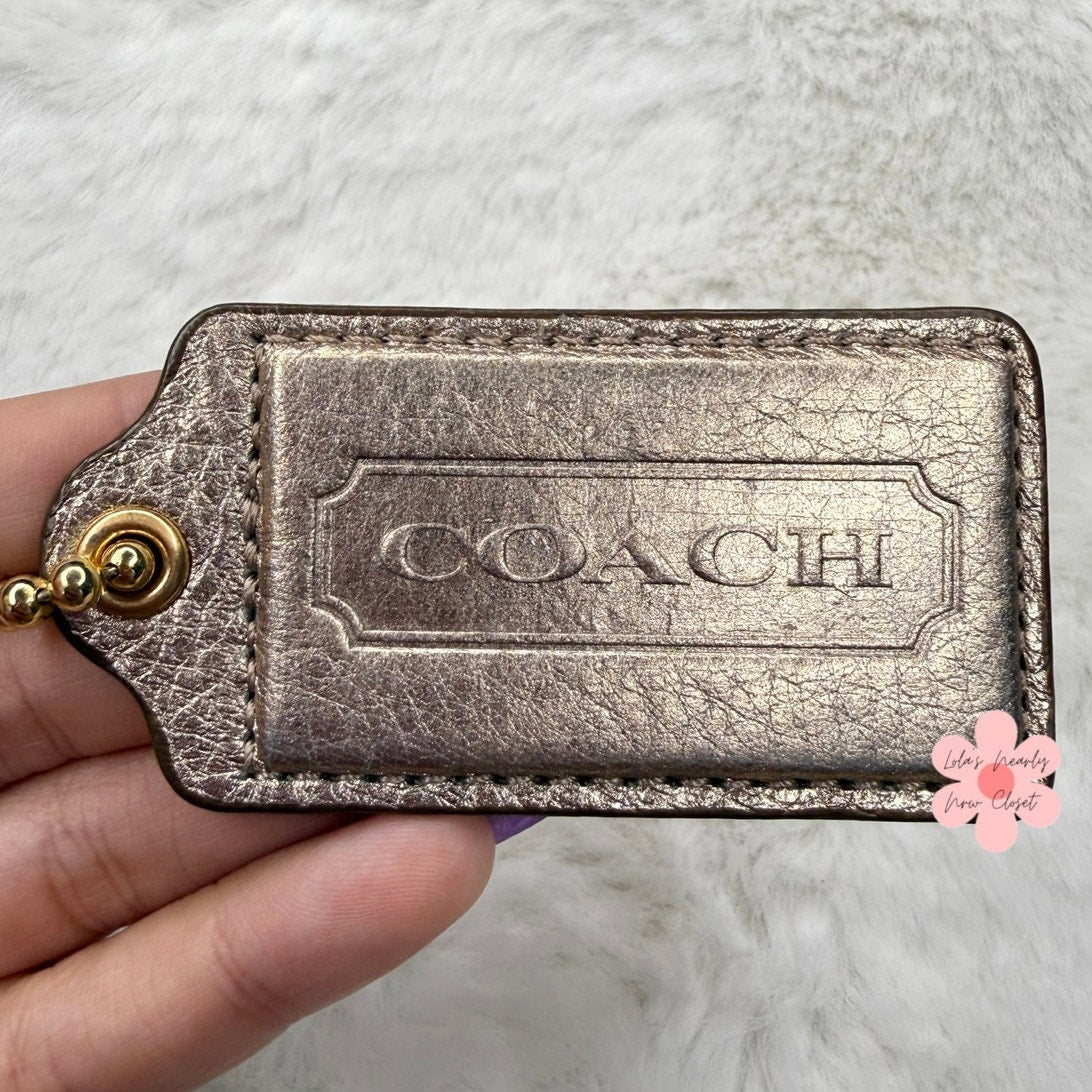 2.5" COACH Bronze Gold Fob Bag Charm Hang tag Hangtag