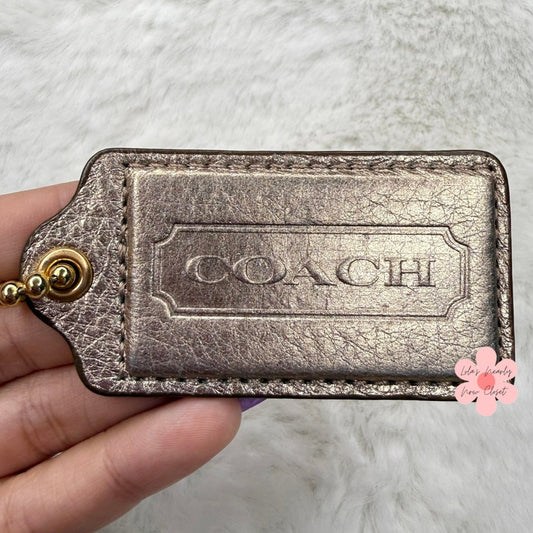 2.5" COACH Bronze Gold Fob Bag Charm Hang tag Hangtag