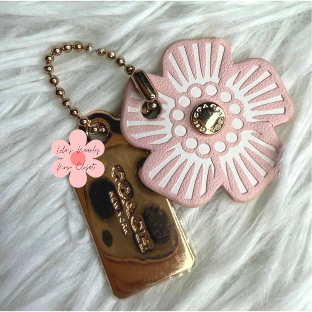 1.5" COACH Rose Gold Tea Rose Flower Floral Bag Charm Hang Tag