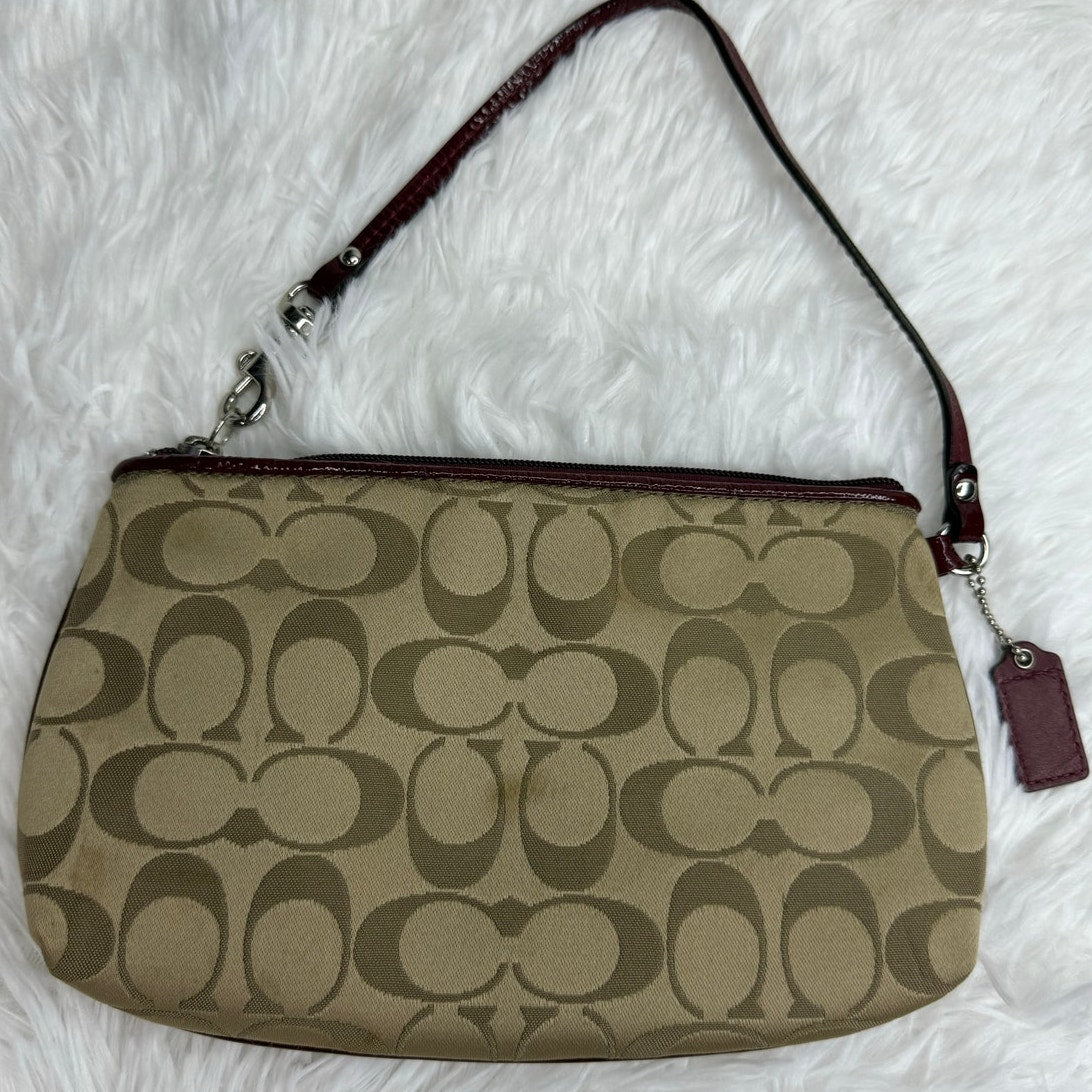 COACH y2k Brown Burgundy Signature Wristlet w/ Card Slots