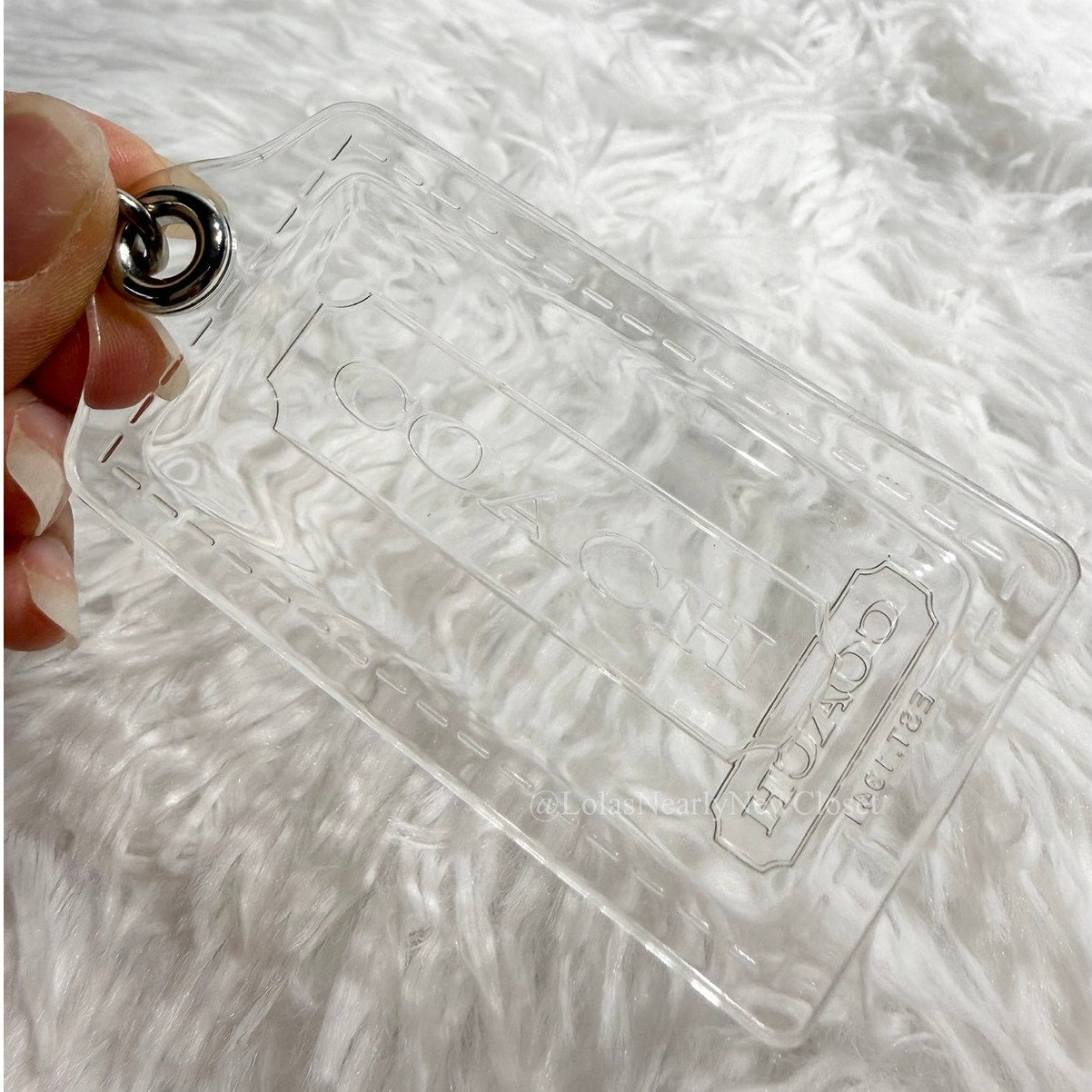 3" COACH Poppy Clear Fob Bag Charm Hang tag Hangtag
