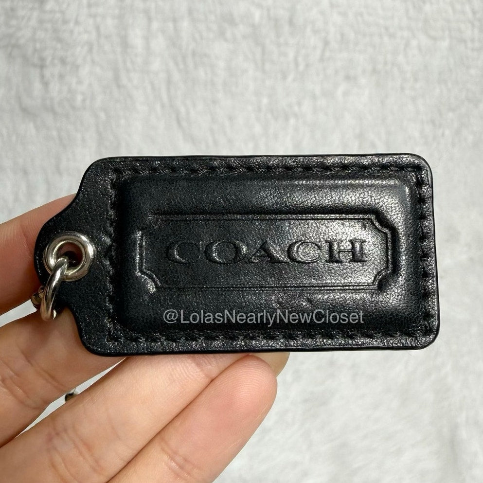 2" COACH Black Fob Bag Charm Hang tag Hangtag