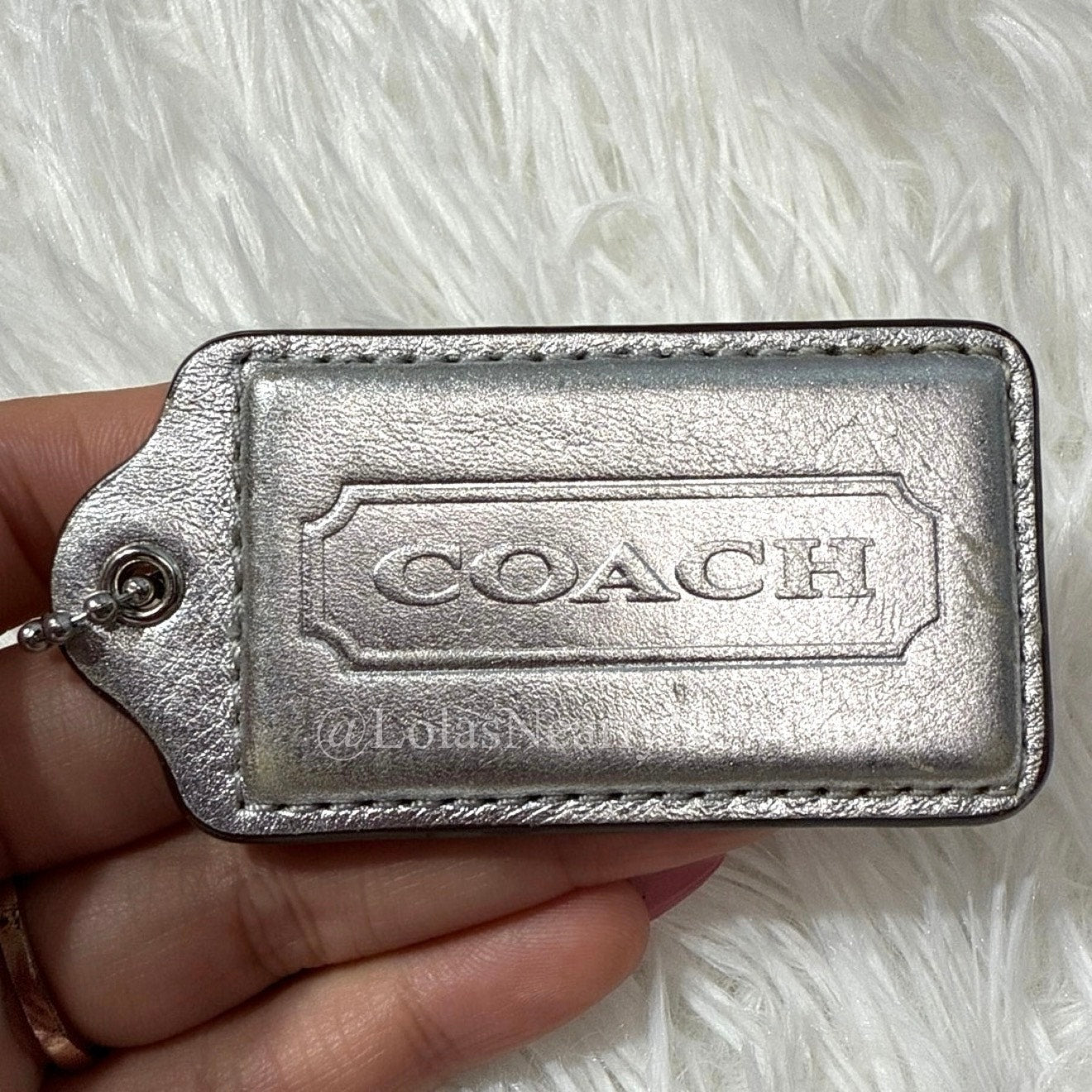 2.5" COACH Silver Fob Bag Charm Hang tag Hangtag