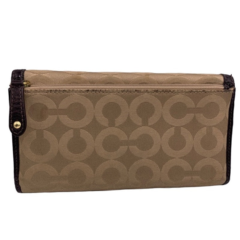 COACH Brown Khaki Canvas Signature Wallet