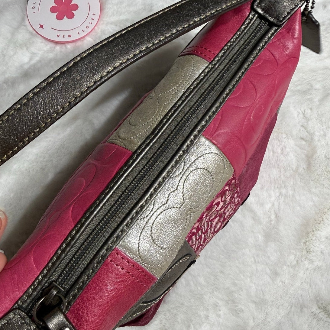 y2k Coach Vintage Pink Patchwork Demi Baguette Shoulder Bag Small Mini Purse
