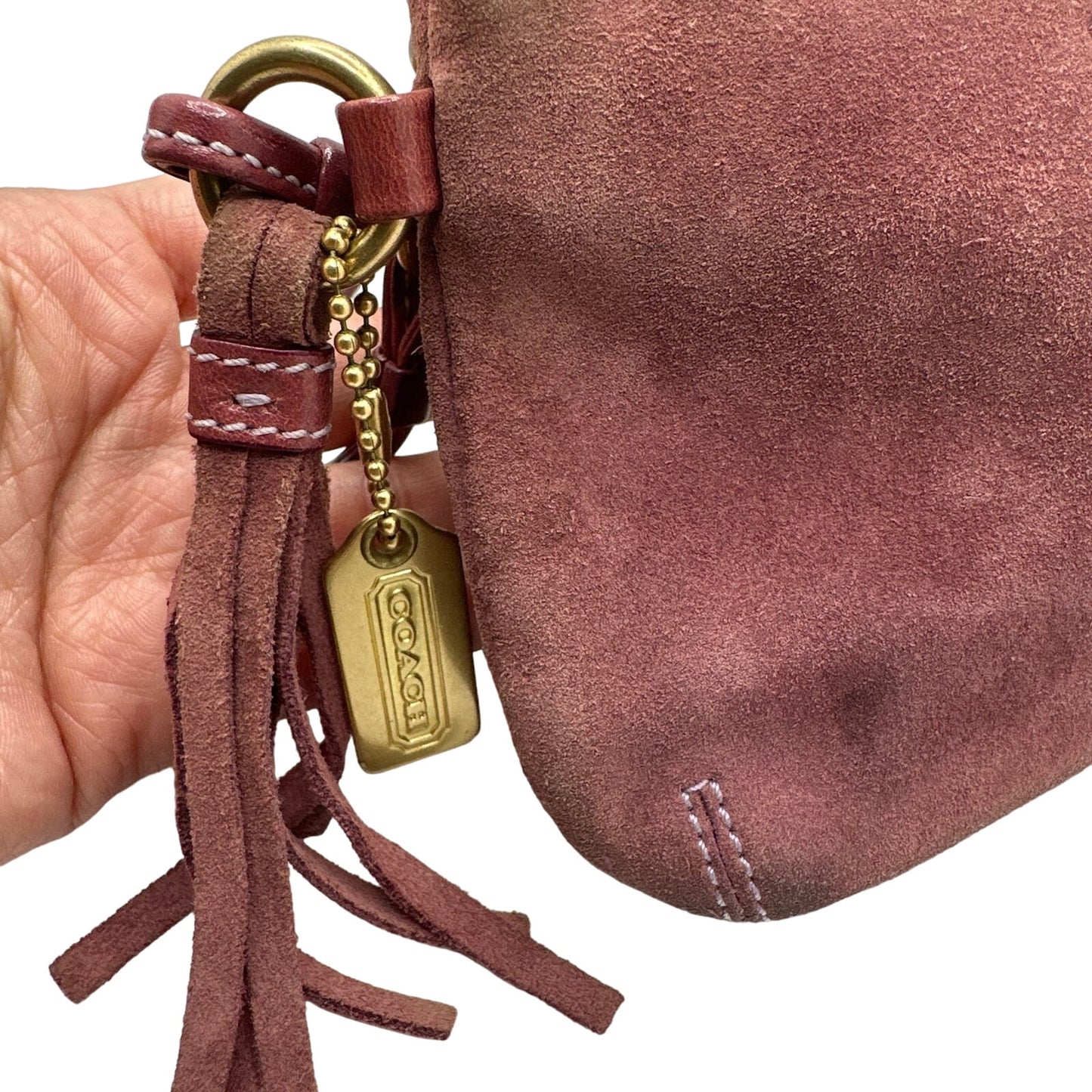 y2k COACH Vintage Suede Tassel Wristlet