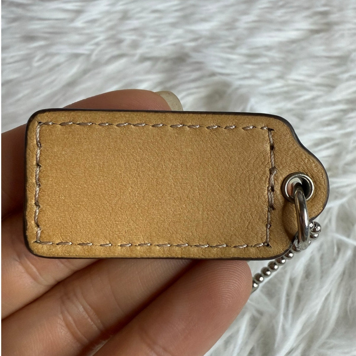 1.5" COACH Tan Fob Bag Charm Hang tag Hangtag