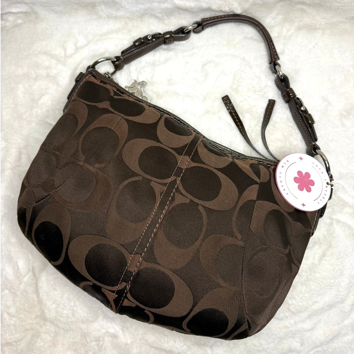 y2k Coach 12675 Brown Signature Hobo Shoulder Bag