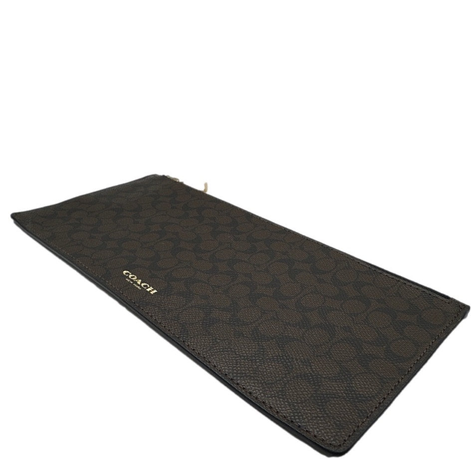 COACH Brown Signature Coat Canvas Slim Pouch