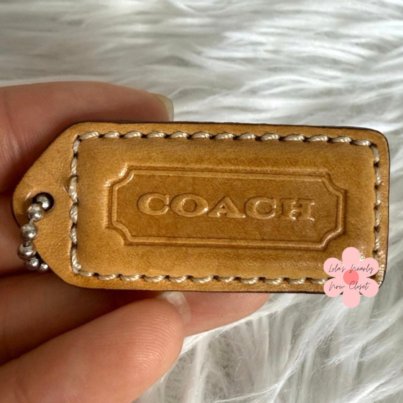 1.5" y2k COACH Vintage Tan Fob Bag Charm Hang tag Hangtag