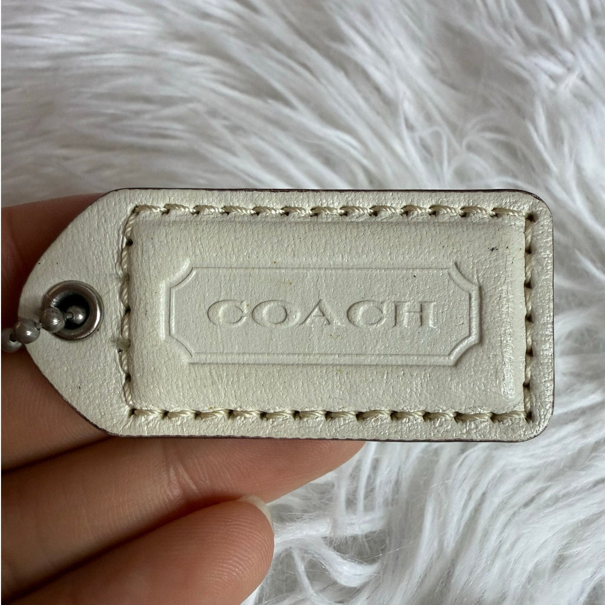 1..5" y2k COACH Vintage White Fob Bag Charm Hang tag Hangtag