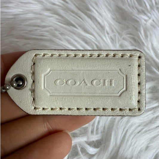 1..5" y2k COACH Vintage White Fob Bag Charm Hang tag Hangtag
